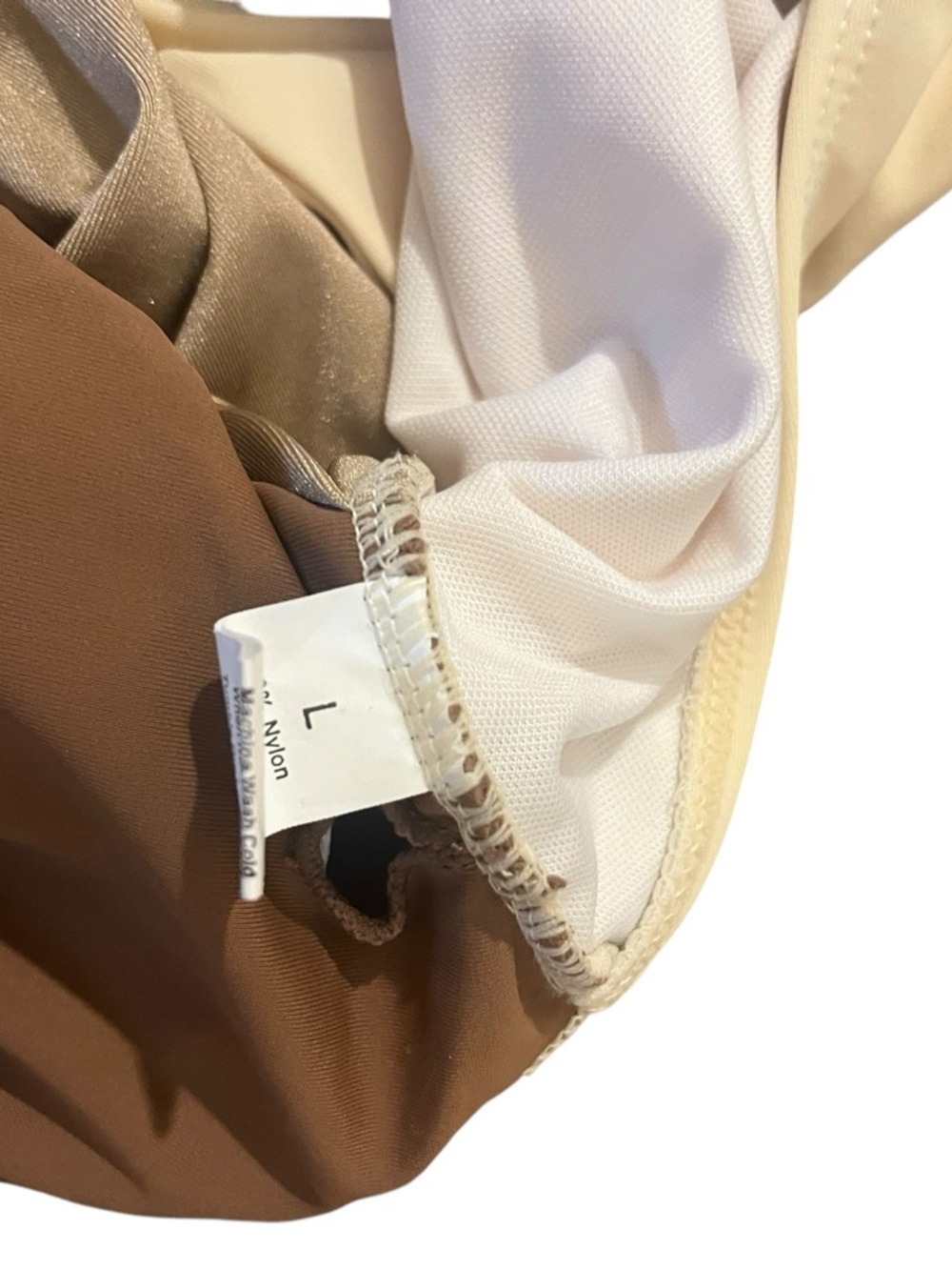 SHEIN Brown, Taupe & Cream One-Piece Swimsuit with Decorative Rings - Picture 5 of 5